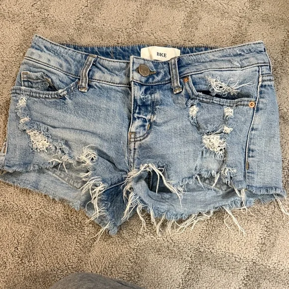 BKE Light Blue Ripped Denim Shorts - Picture 1 of 1